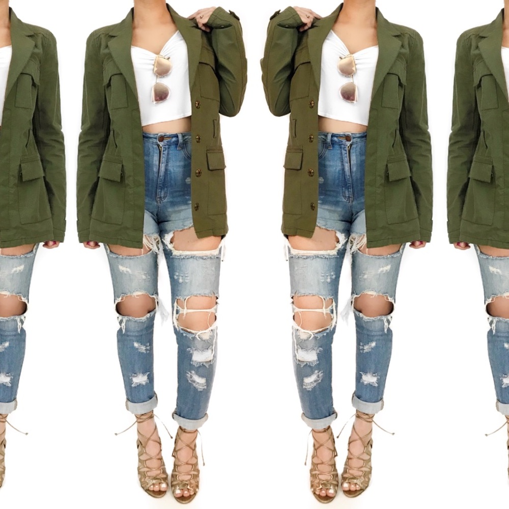 Elizabeth and James military style green jacket - Picture 3 of 6
